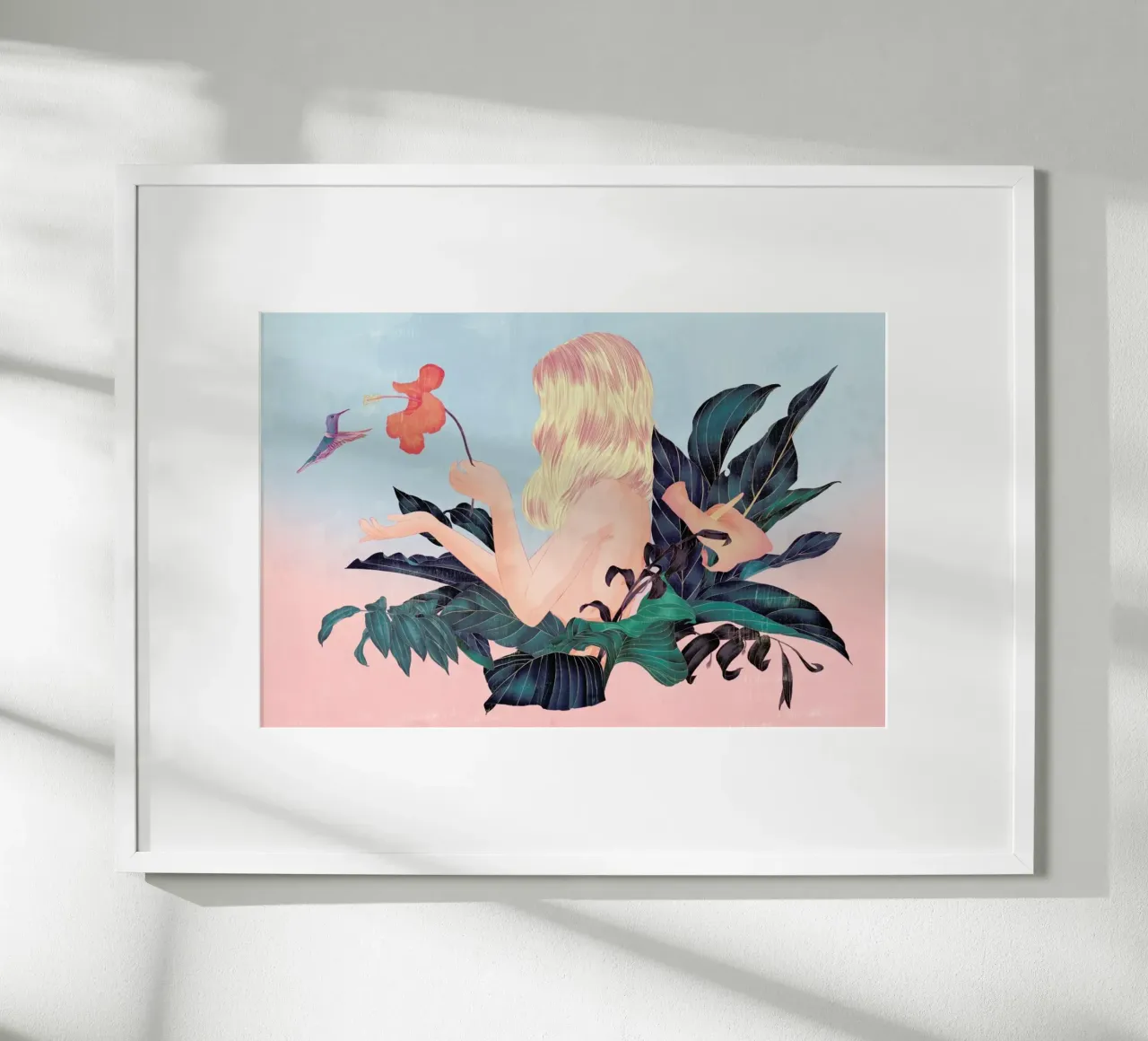 Humming Bird poster con telaio in alluminio da Faunesque