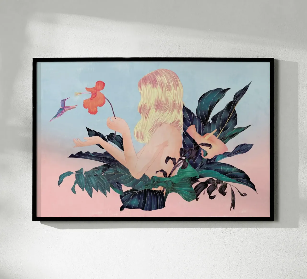 Humming Bird poster con telaio in alluminio da Faunesque