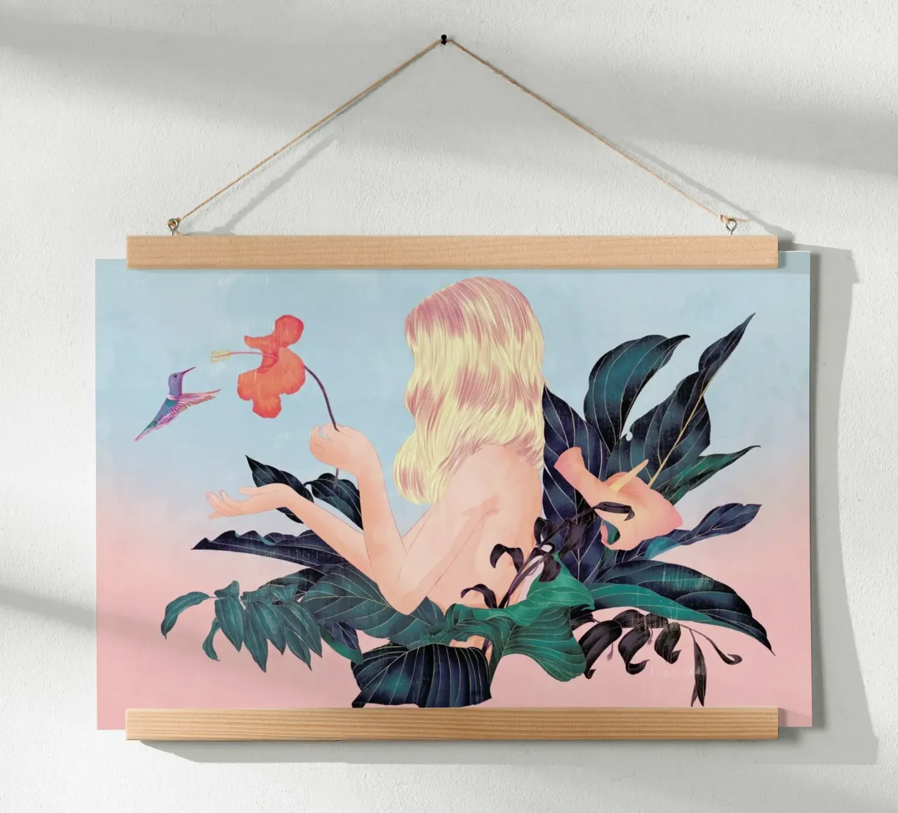 Humming Bird poster con telaio in alluminio da Faunesque