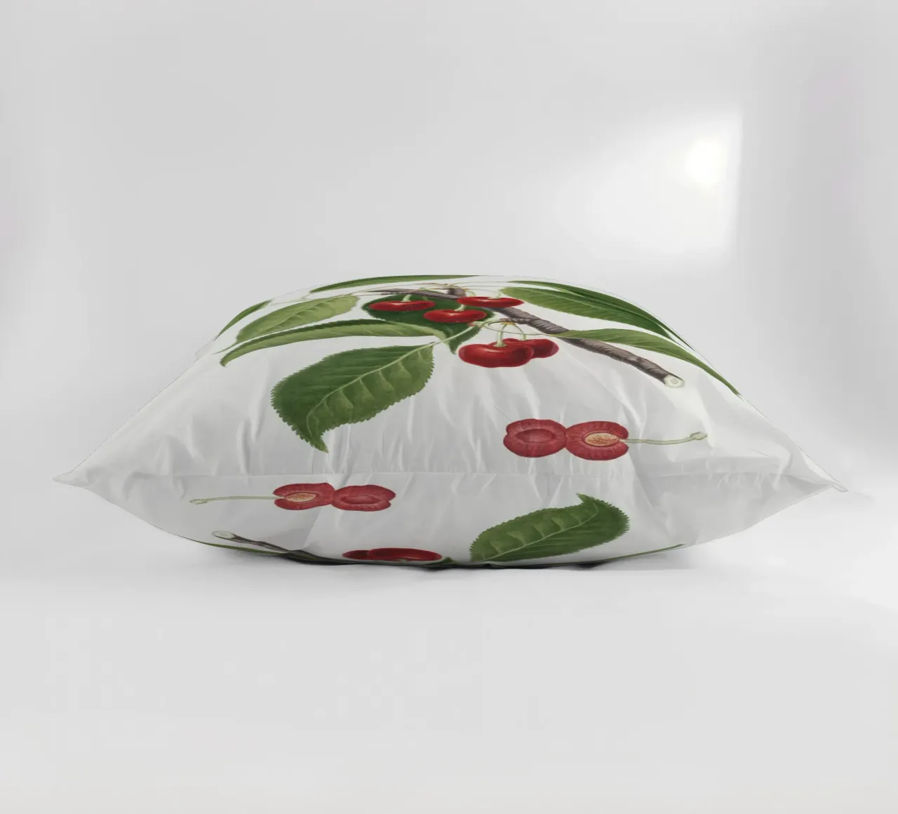 Sour cherry botanical illustration print decorative cushion by Pretty Flowers Vintage Botanicals