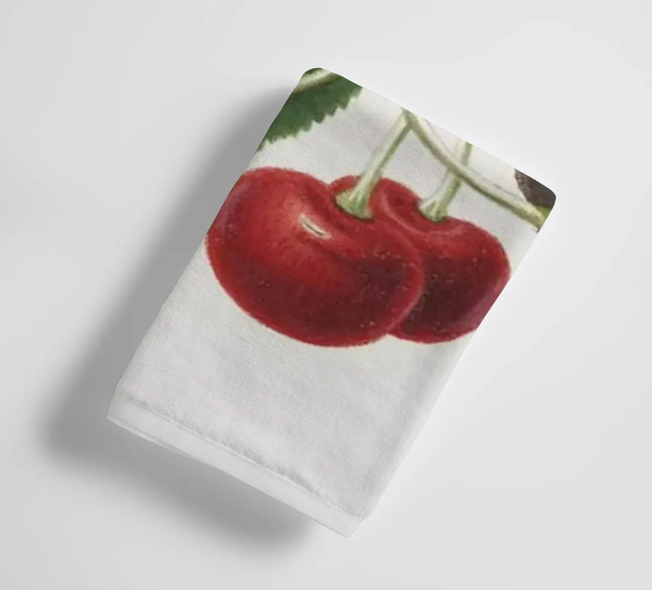 Sour cherry botanical illustration print towel by Pretty Flowers Vintage Botanicals