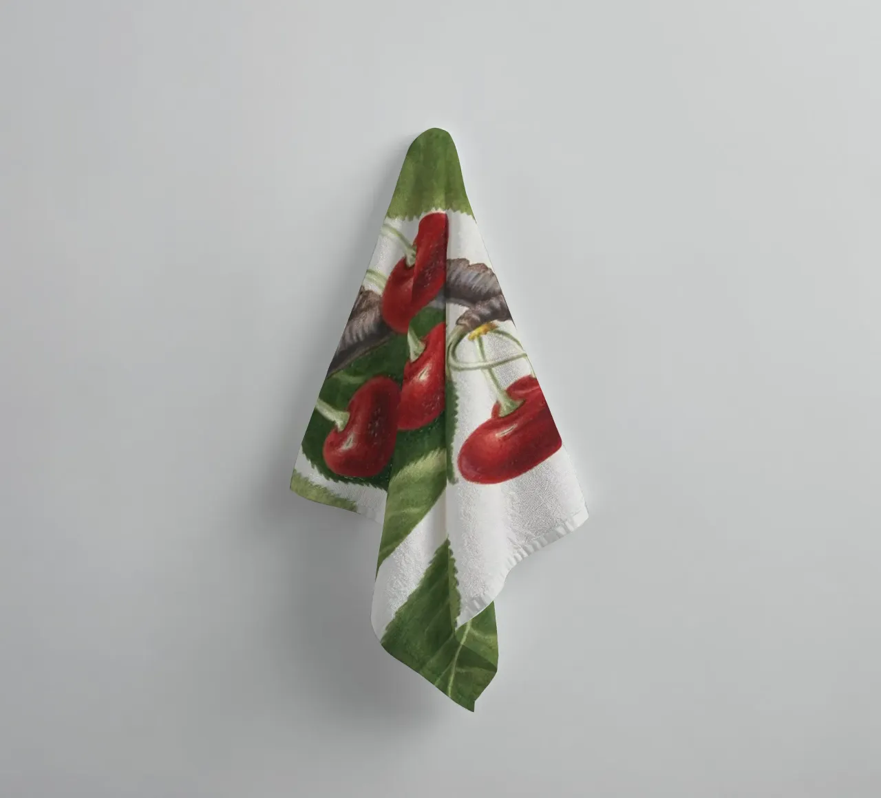 Sour cherry botanical illustration print towel by Pretty Flowers Vintage Botanicals