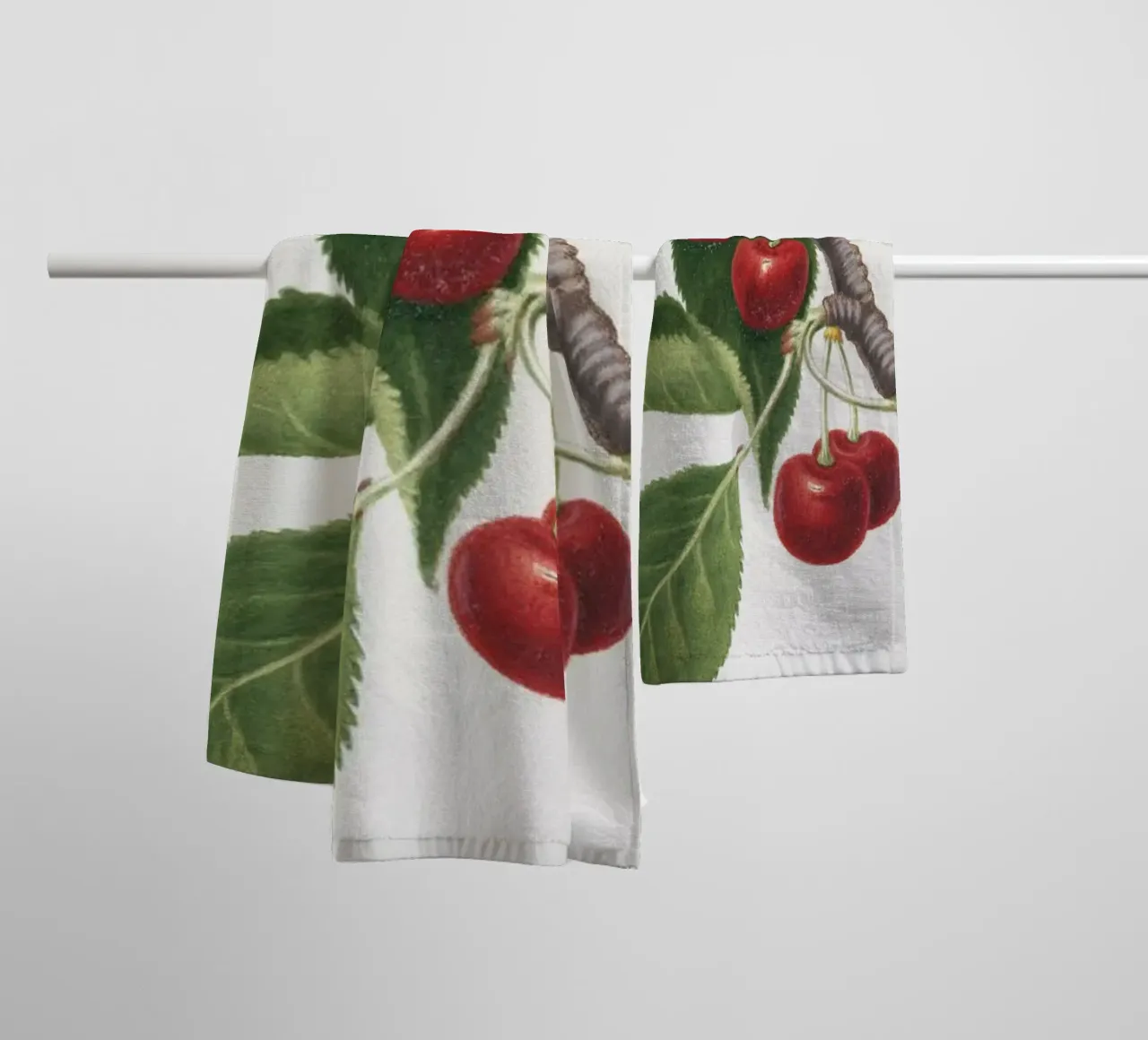 Sour cherry botanical illustration print towel by Pretty Flowers Vintage Botanicals