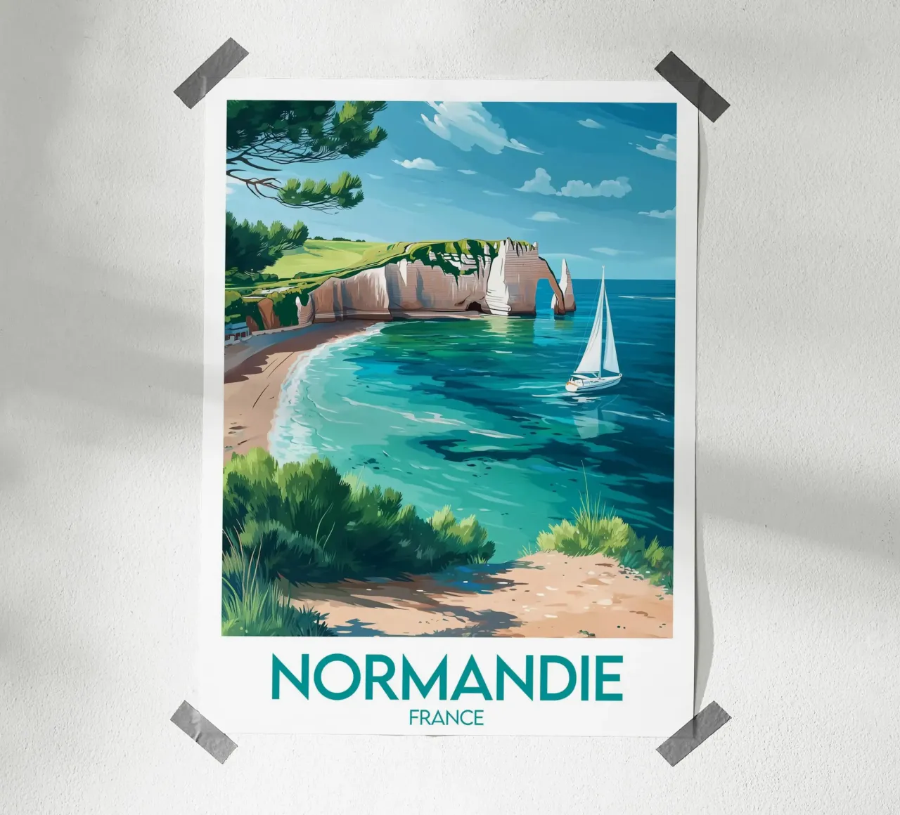 Affiche Normandie poster con telaio in legno da Frame the World