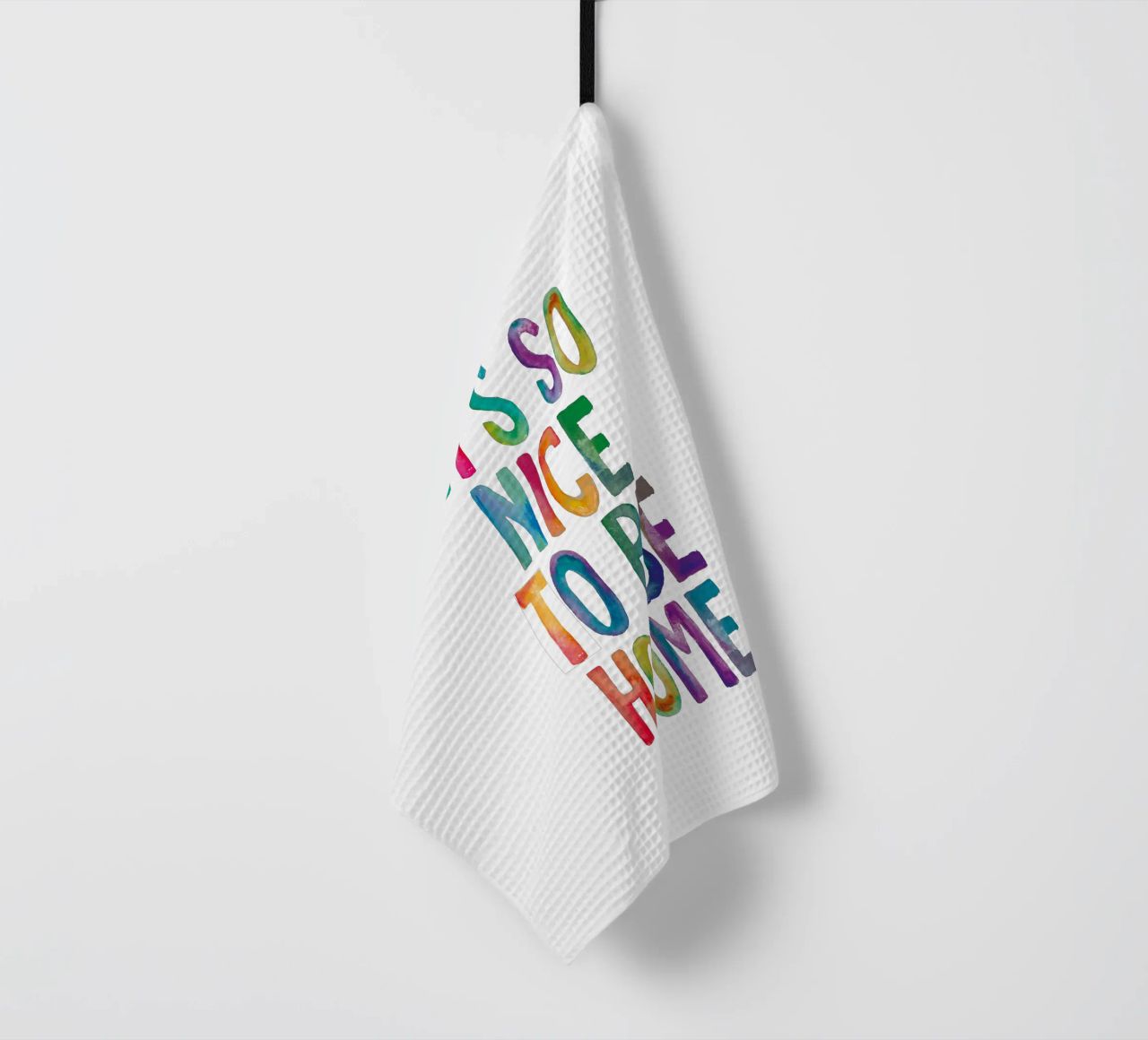 It's So Nice to Be Home (C'est si bon d'être chez soi) Typographie arc-en-ciel torchon de THE MOTIVATED TYPE