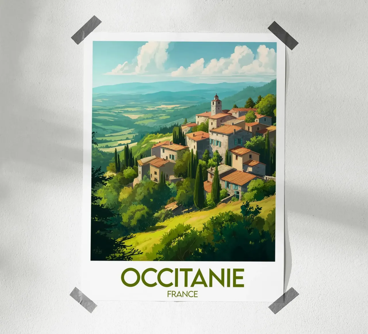 Affiche Occitanie poster con telaio in legno da Frame the World