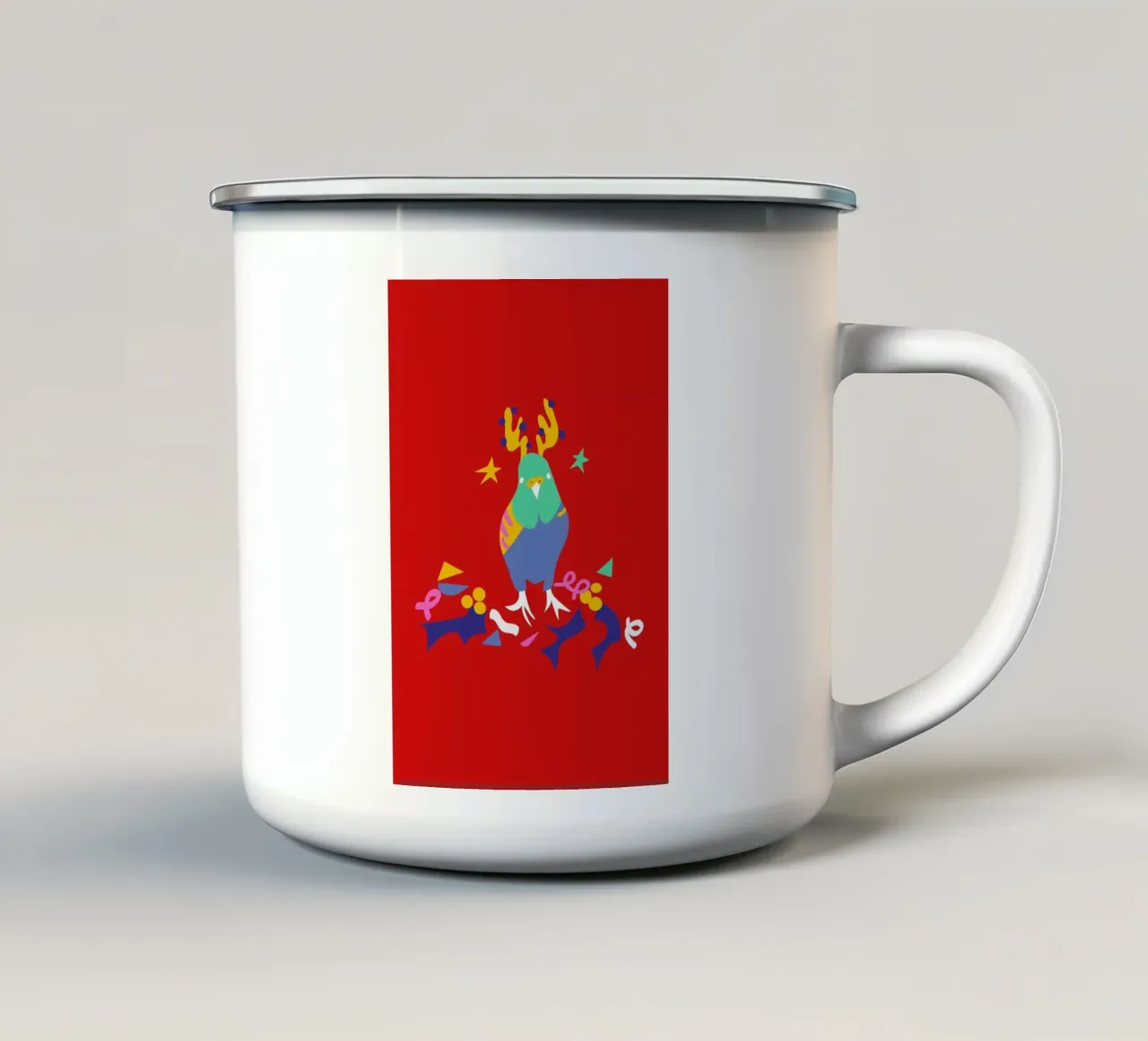 Christmas Parrot tazza in smalto da Mariery Young