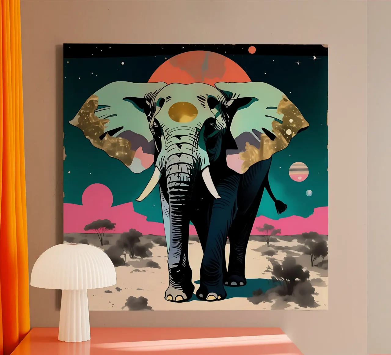 Elephant_Style_D_1 canvas with Floater frame by Tierisch bunt by LK