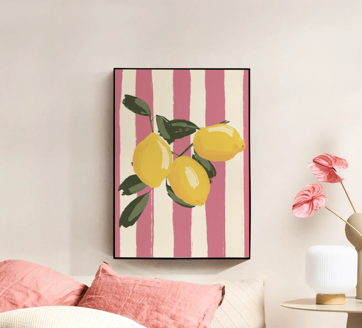 Limone su strisce rosa plexiglass da Sixmai