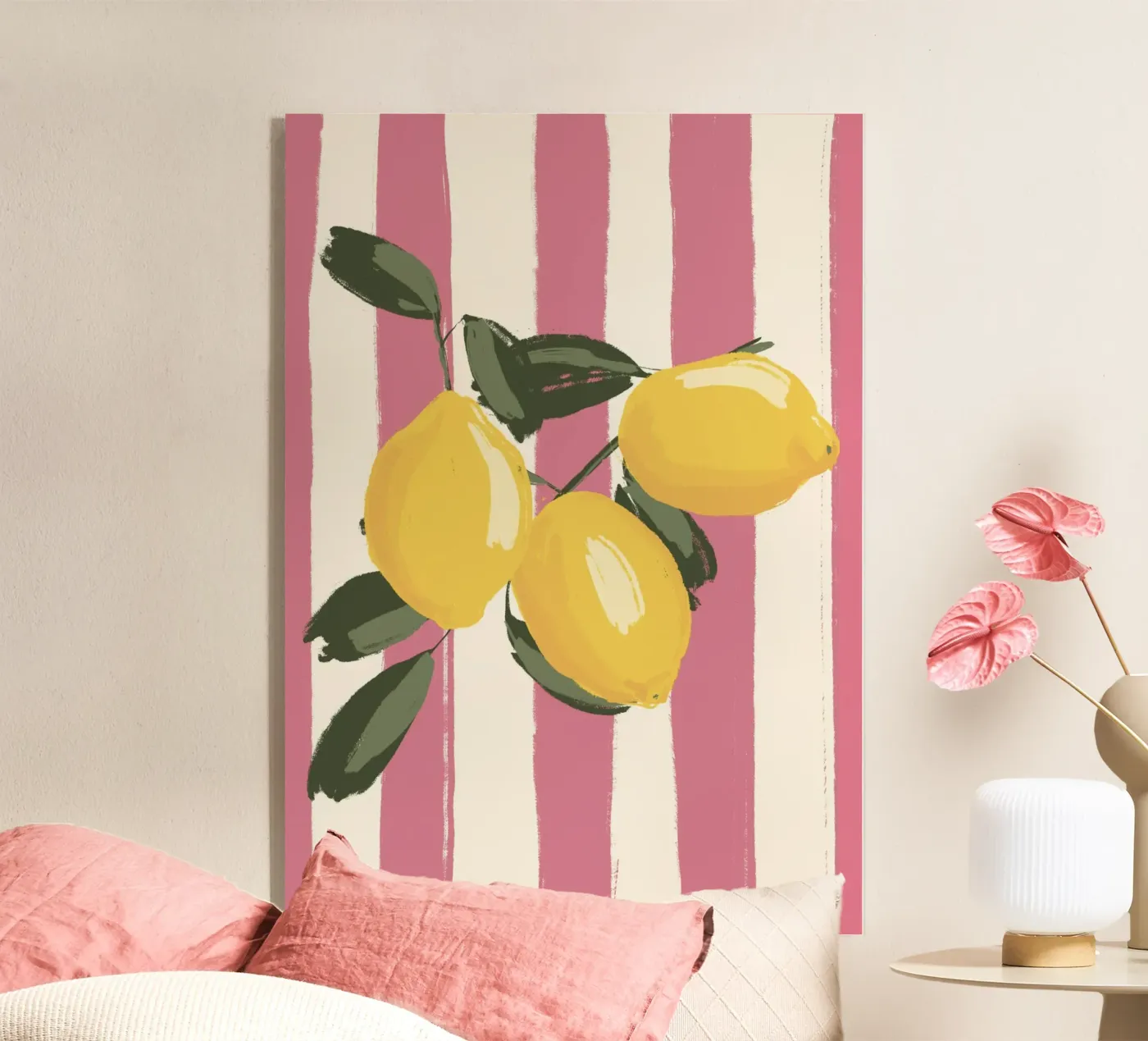 Limone su strisce rosa plexiglass da Sixmai
