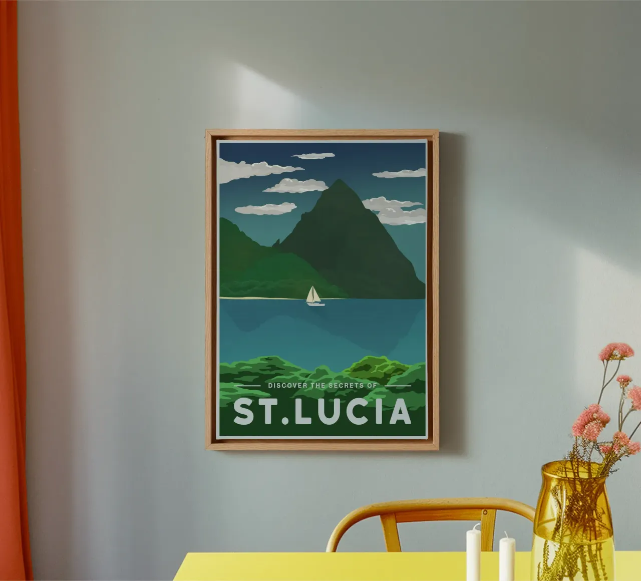 Reizen naar Saint Lucia canvas met Baklijst van Mercury Club