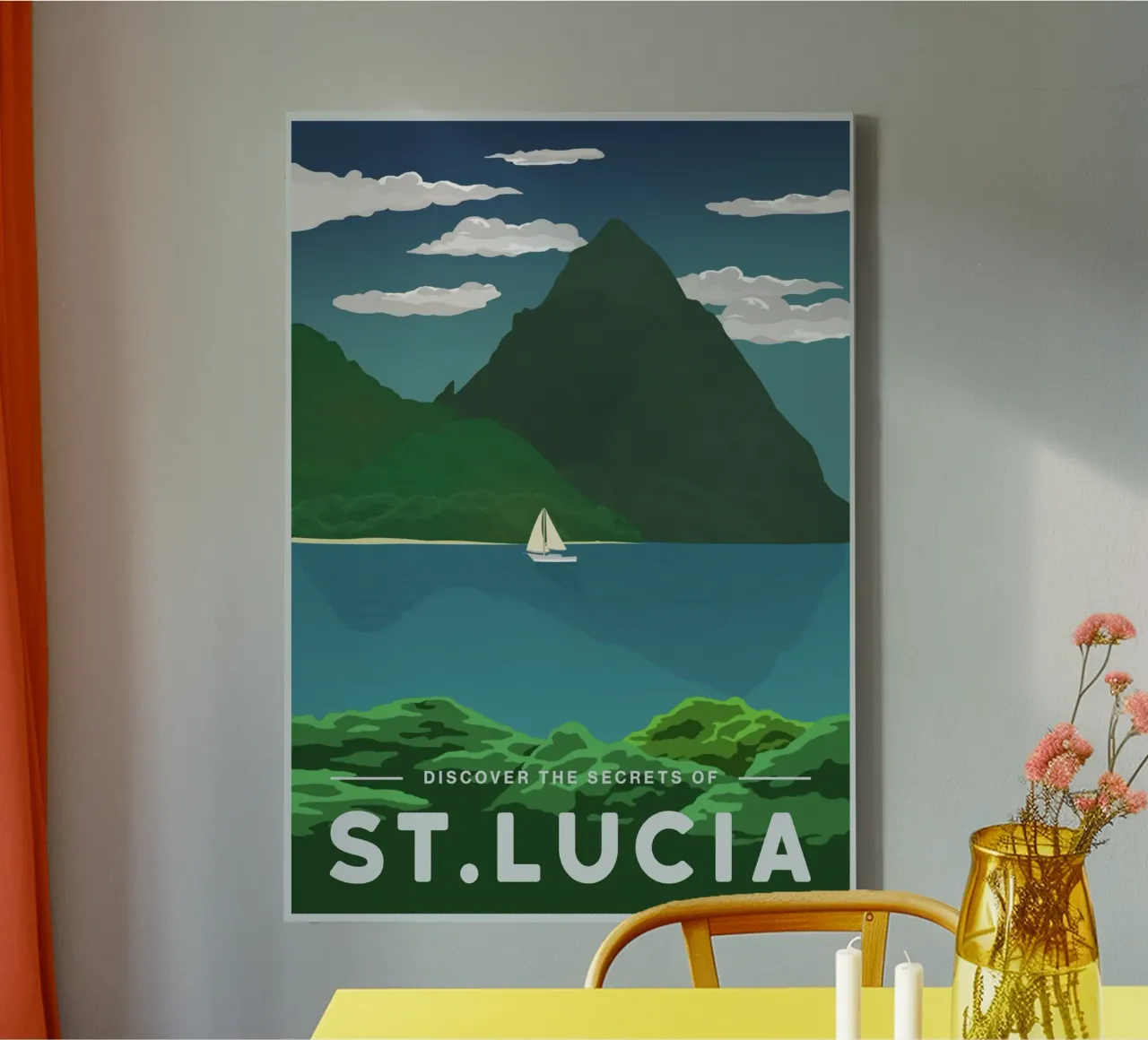 Reizen naar Saint Lucia canvas met Baklijst van Mercury Club