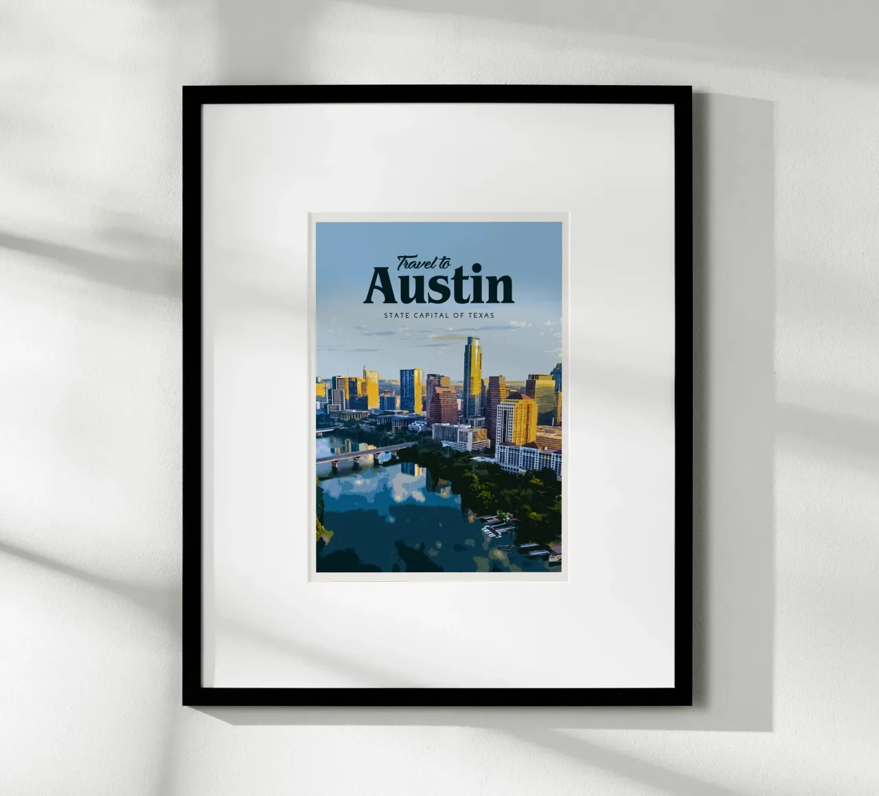 Viaggio a Austin poster con telaio in plastica da Mercury Club