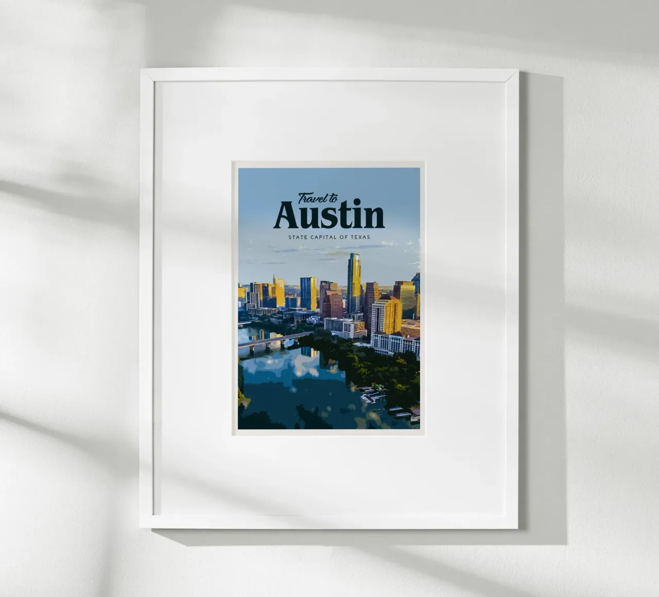 Viaggio a Austin poster con telaio in plastica da Mercury Club