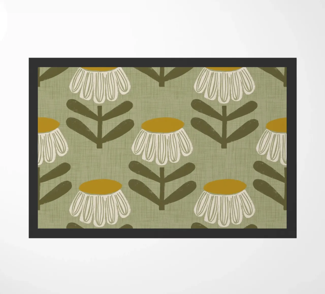 Retro Floral Sage – Mid Century Daisy doormat by susanacosta