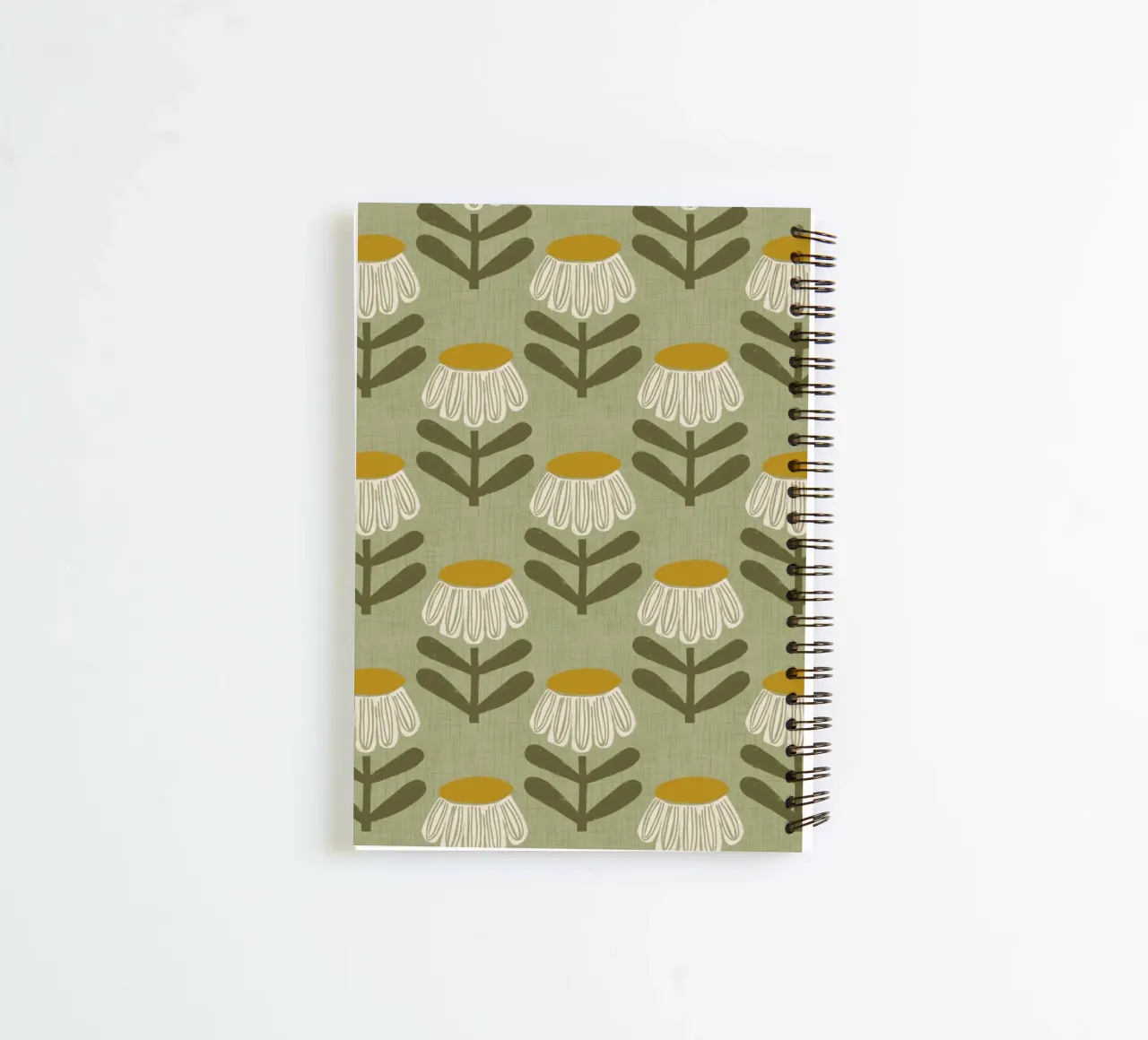 Retro Floral Sage – Mid Century Daisy spiral notebook by susanacosta