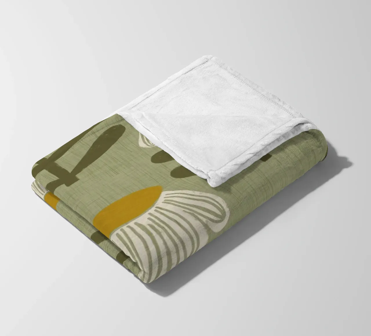 Retro Floral Sage – Mid Century Daisy fleece blanket by susanacosta