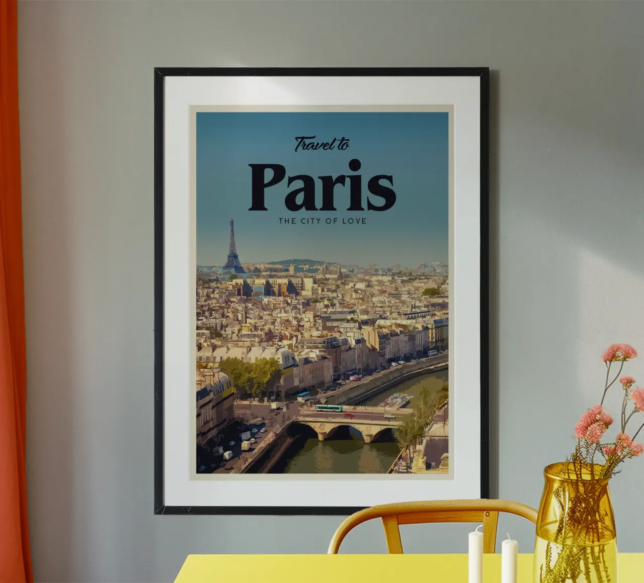 Viaggio a Parigi poster con telaio in legno da Mercury Club
