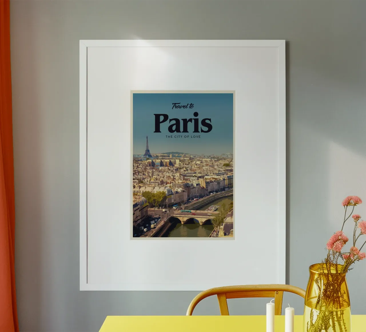 Viaggio a Parigi poster con telaio in legno da Mercury Club