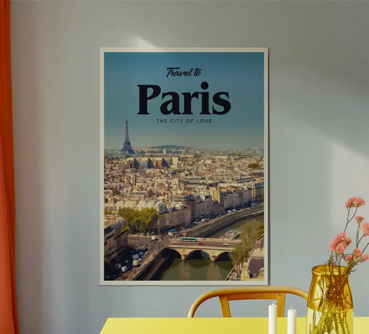Viaggio a Parigi poster con telaio in legno da Mercury Club
