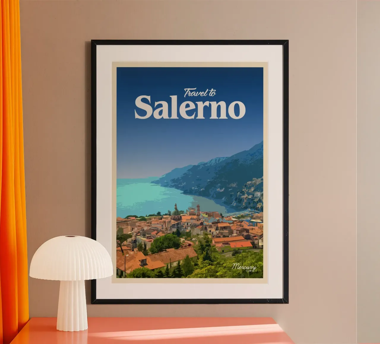 Viaggio a Salerno poster con telaio in legno da Mercury Club