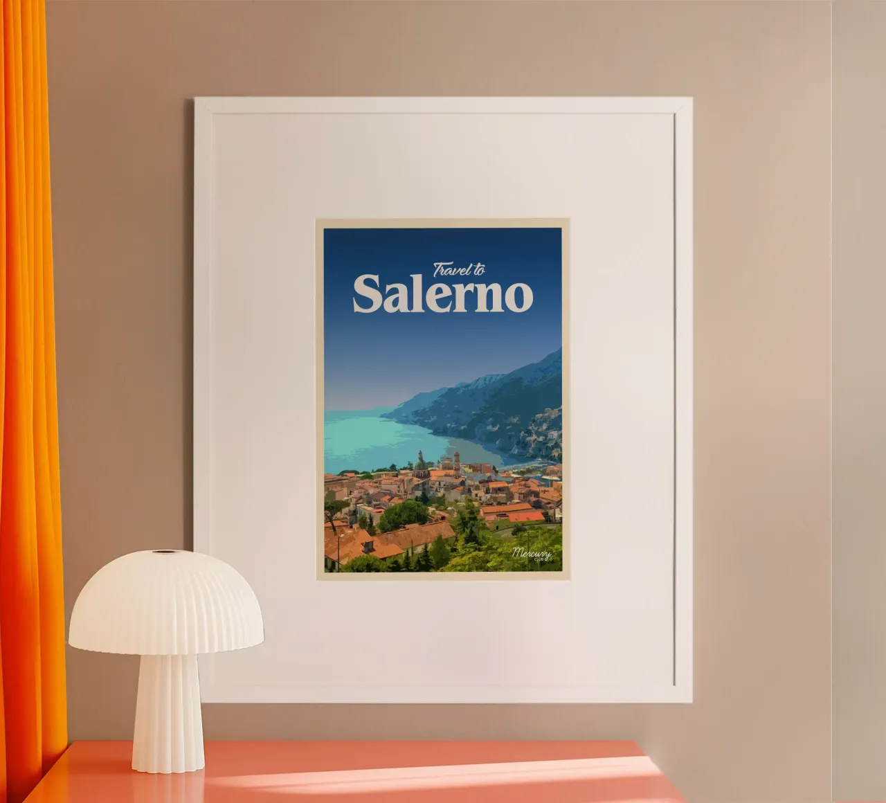 Viaggio a Salerno poster con telaio in legno da Mercury Club