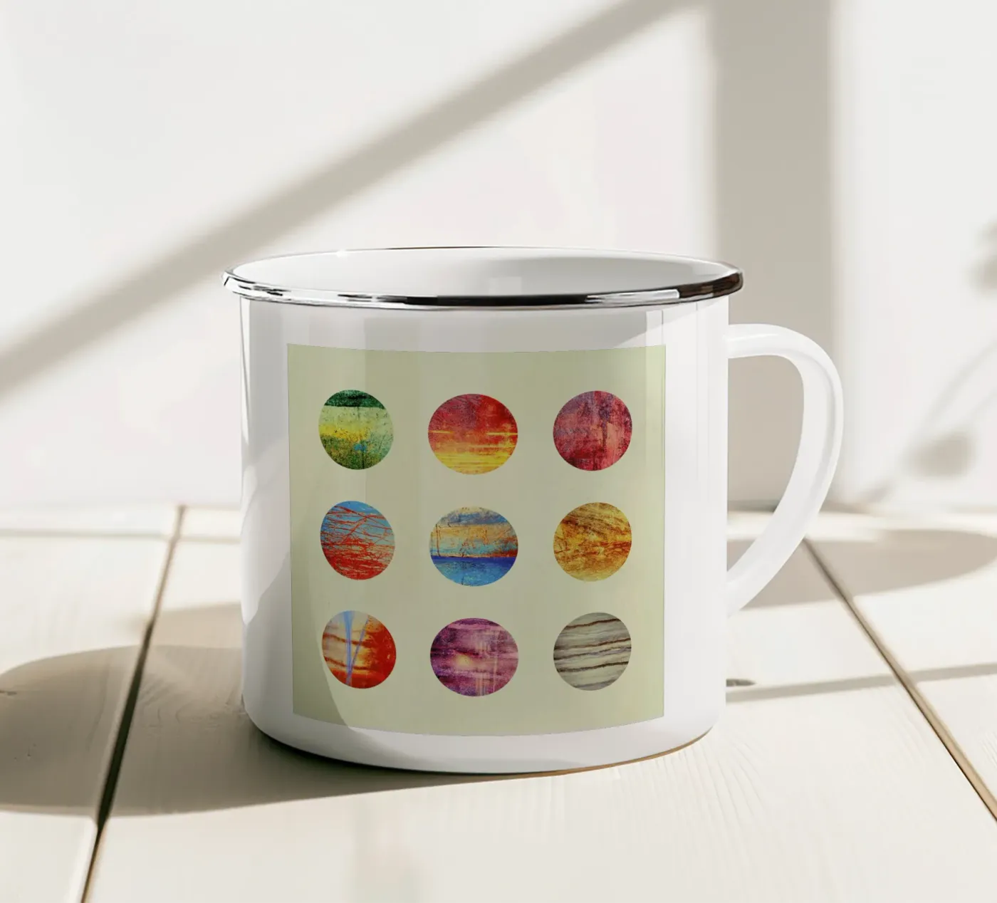 Planets enamel mug by Elisabeth Fredriksson