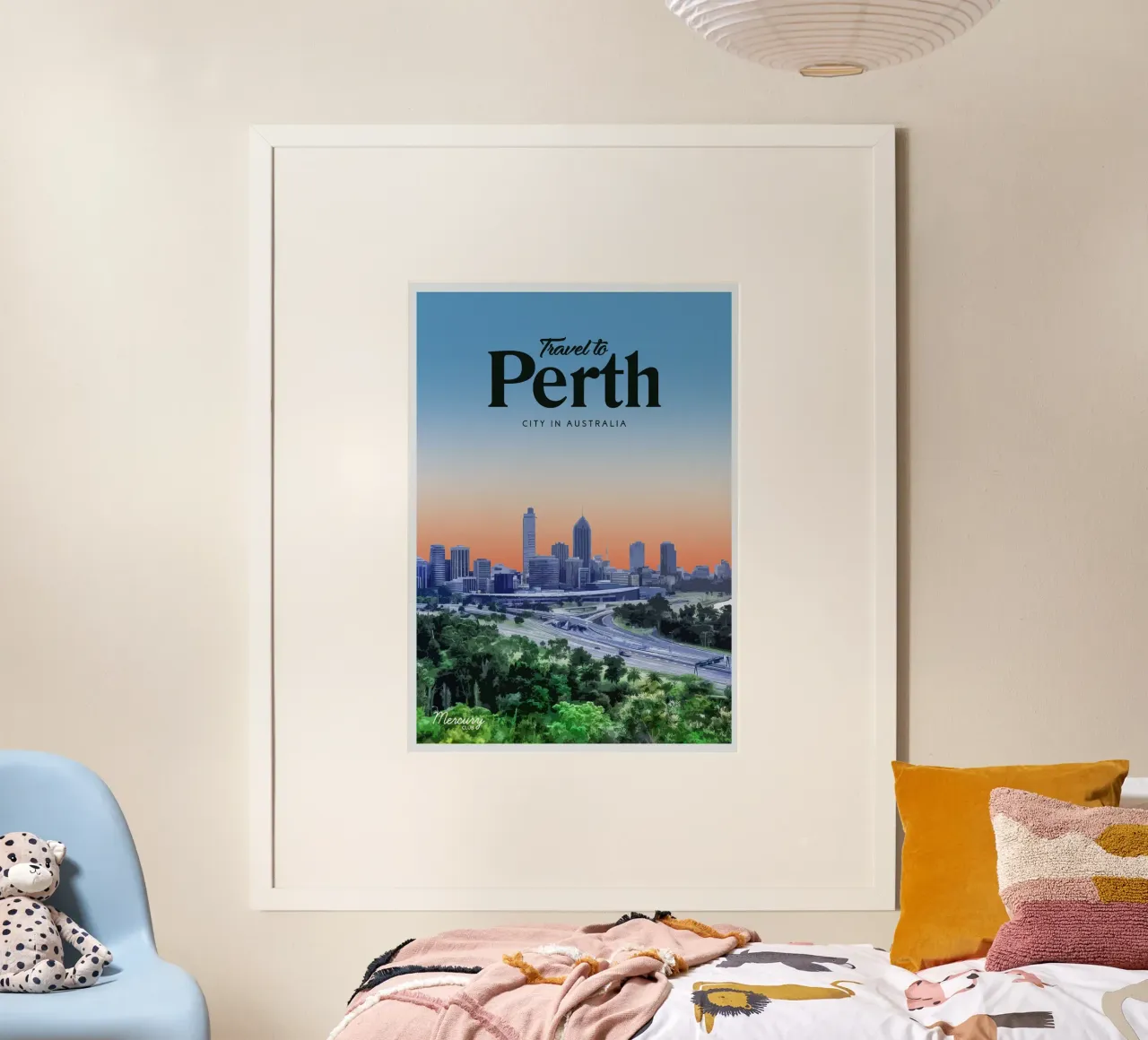 Viaggio a Perth poster con telaio in legno da Mercury Club