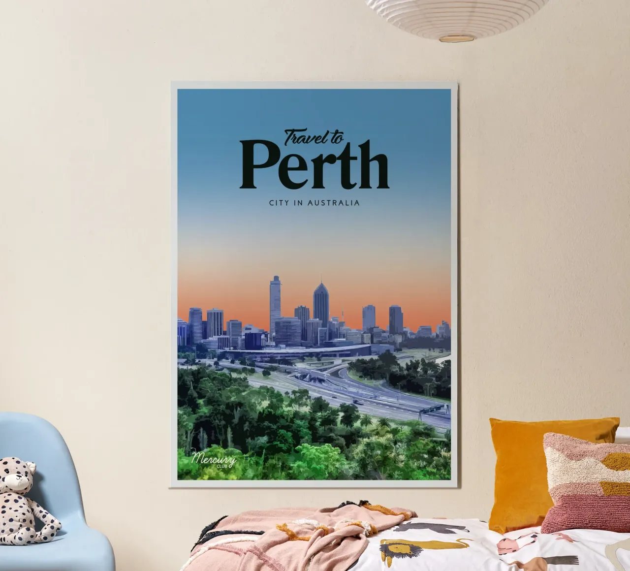 Viaggio a Perth poster con telaio in legno da Mercury Club