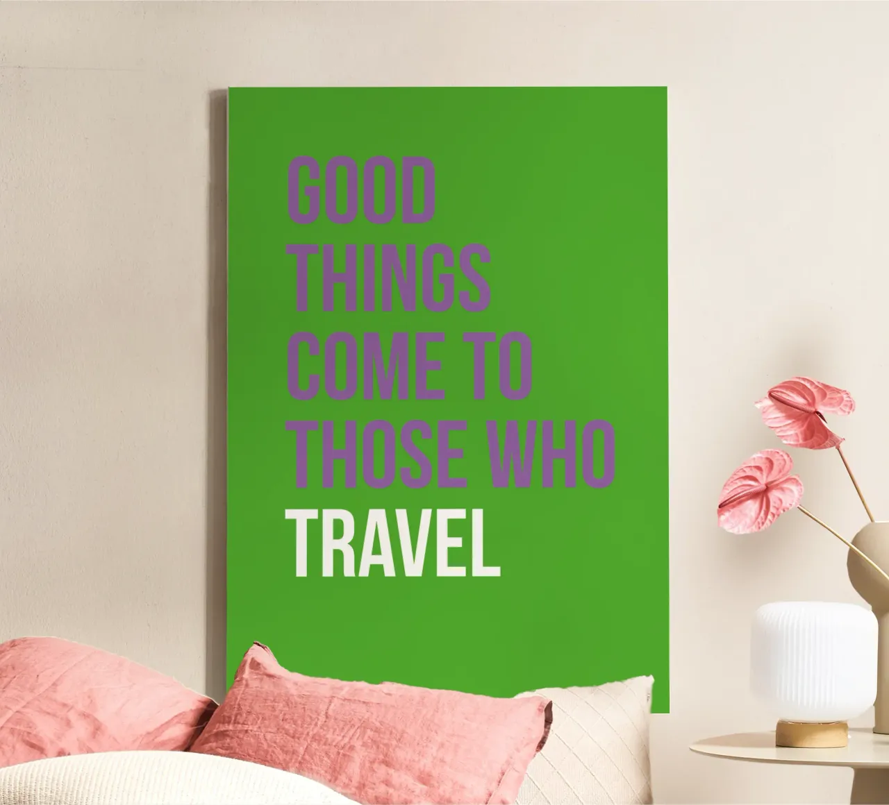 Le cose belle arrivano a chi viaggia tela con Cornice a cassetta da Thirty3A