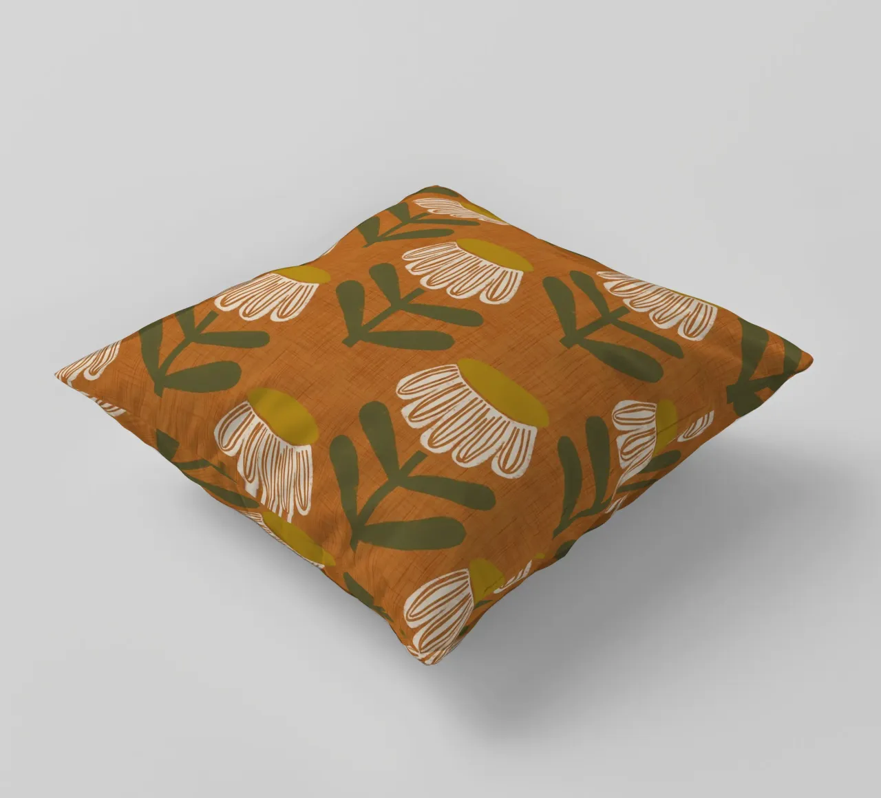 Arancio bruciato floreale retrò - Mid Mod Bloom cuscino da susanacosta