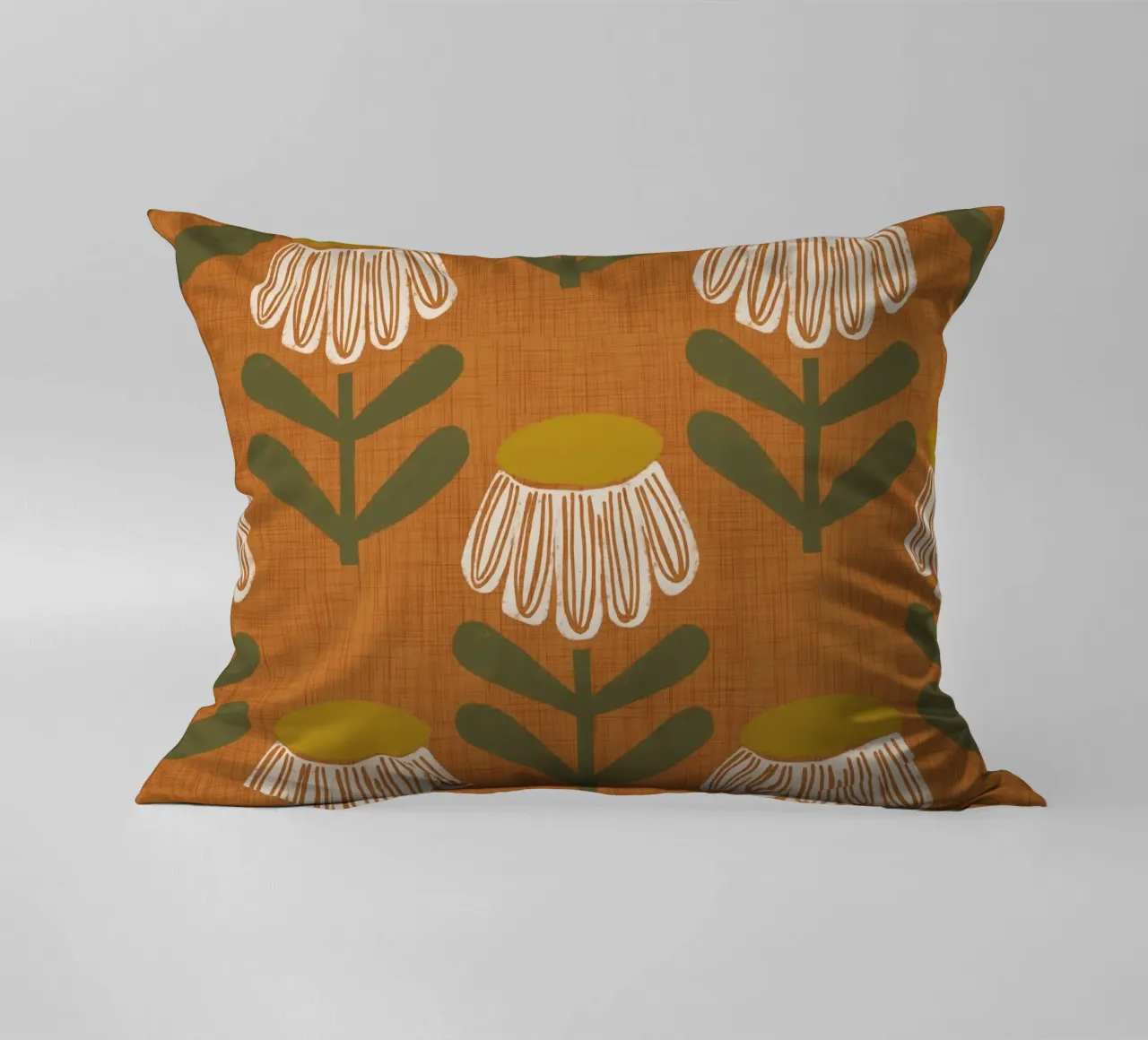 Arancio bruciato floreale retrò - Mid Mod Bloom cuscino da susanacosta
