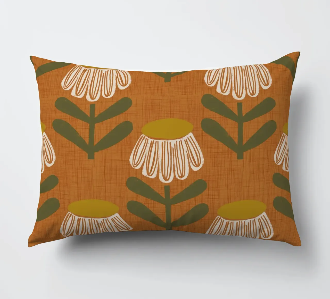 Arancio bruciato floreale retrò - Mid Mod Bloom cuscino da susanacosta