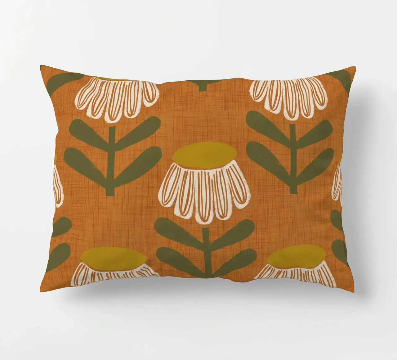 Arancio bruciato floreale retrò - Mid Mod Bloom cuscino da susanacosta