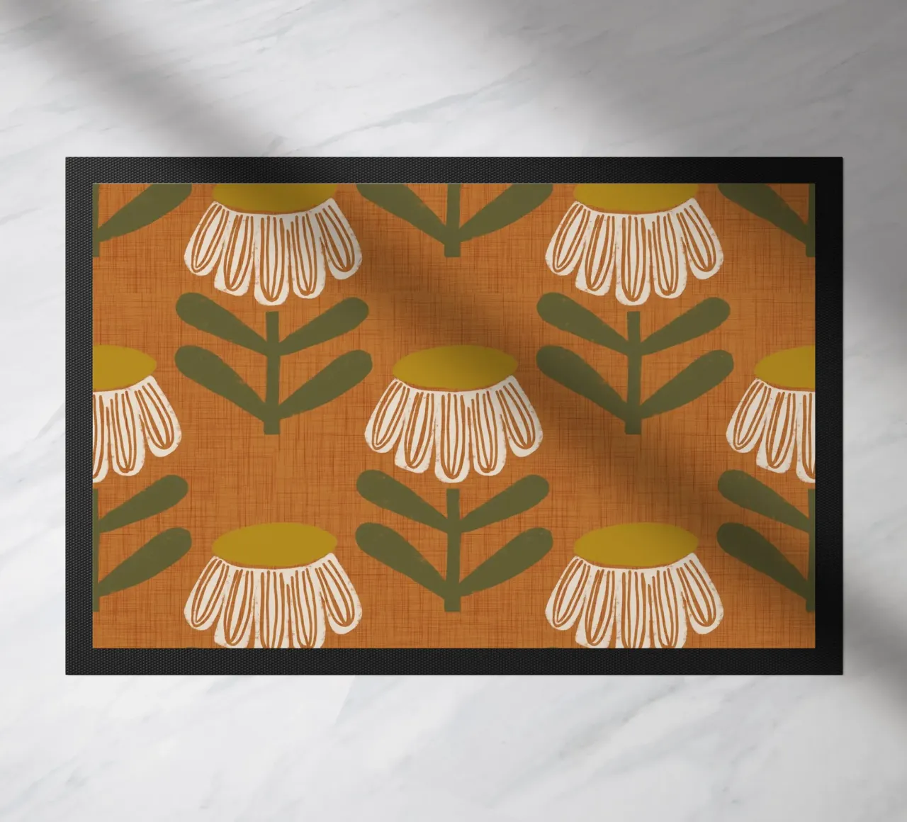 Arancio bruciato floreale retrò - Mid Mod Bloom zerbino da susanacosta