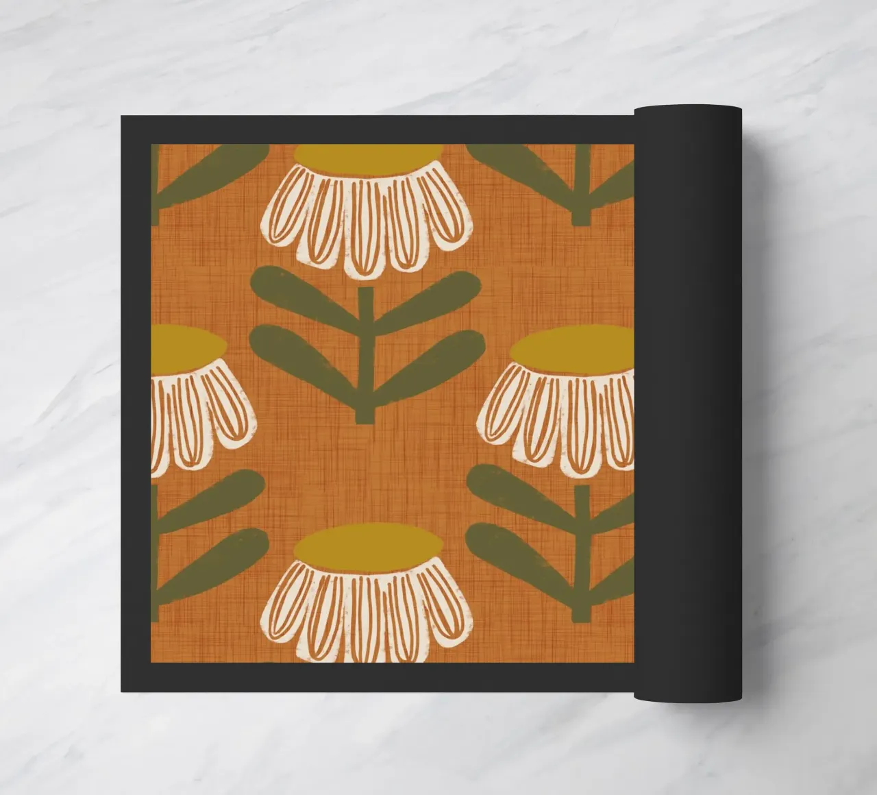 Arancio bruciato floreale retrò - Mid Mod Bloom zerbino da susanacosta