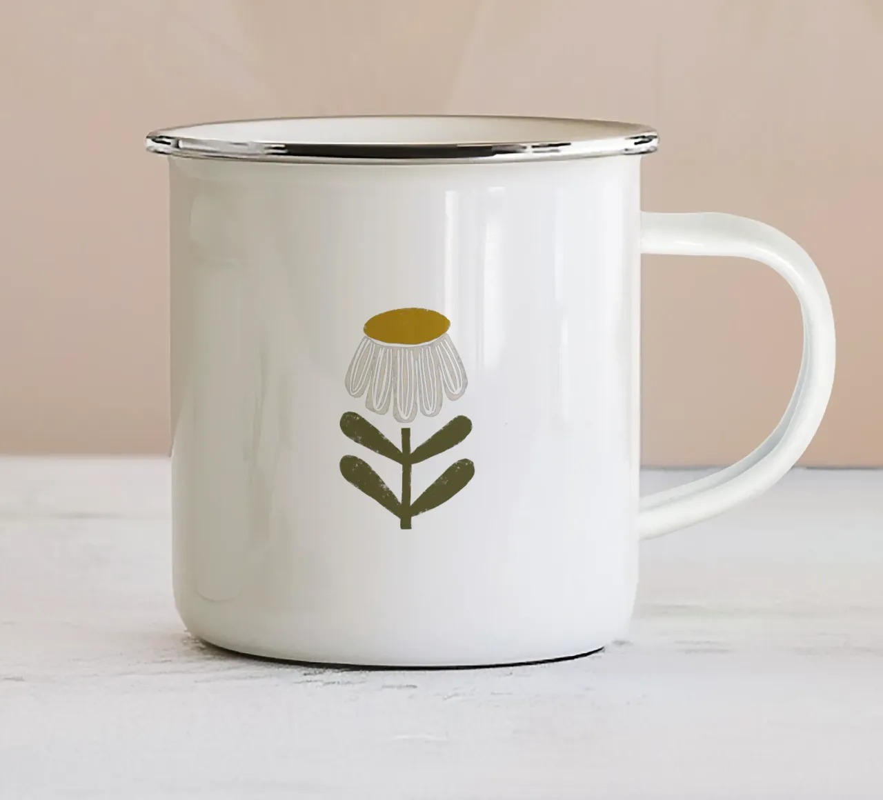 Arancio bruciato floreale retrò - Mid Mod Bloom tazza in smalto da susanacosta