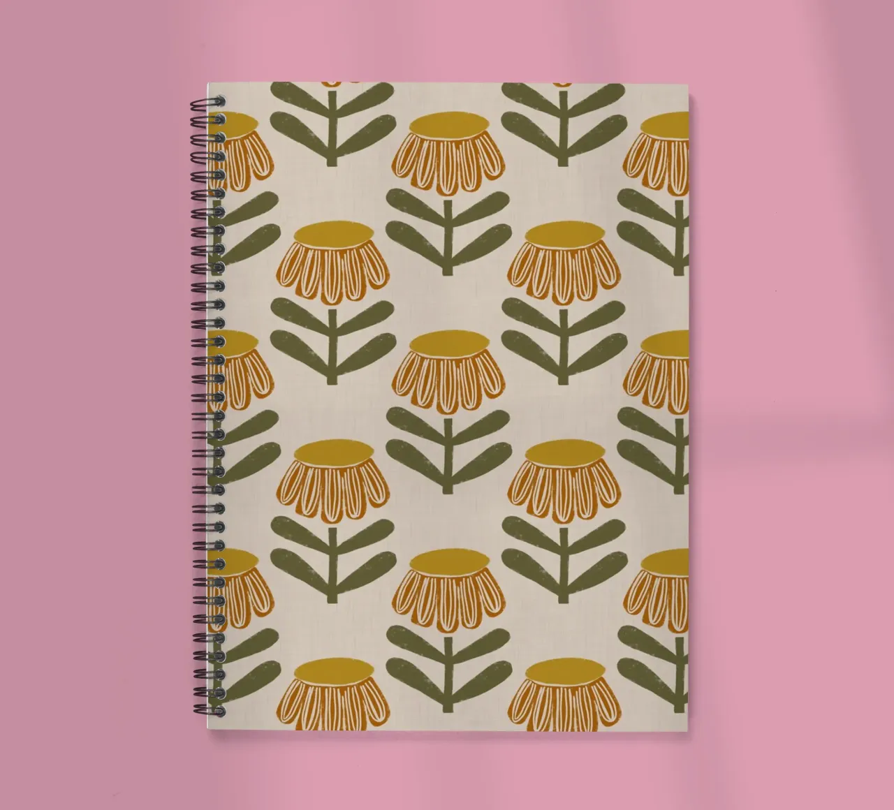 Senape floreale retrò - Daisy vintage diario ad anelli da susanacosta