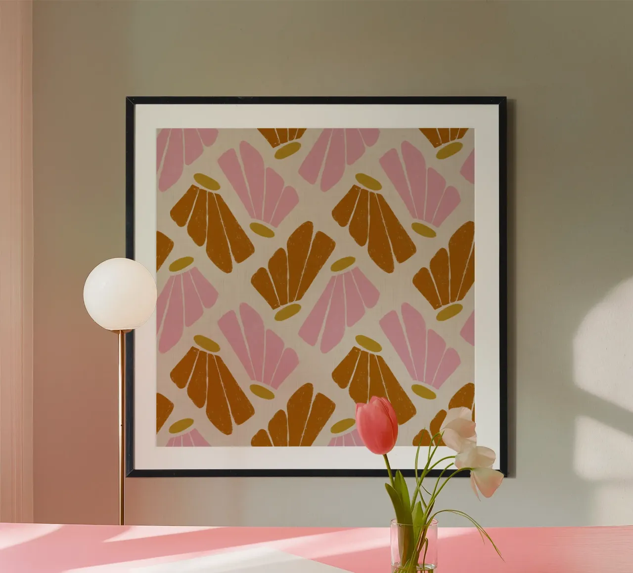 Floreale di ispirazione matissiana - Blush e Ambra poster con telaio in alluminio da susanacosta