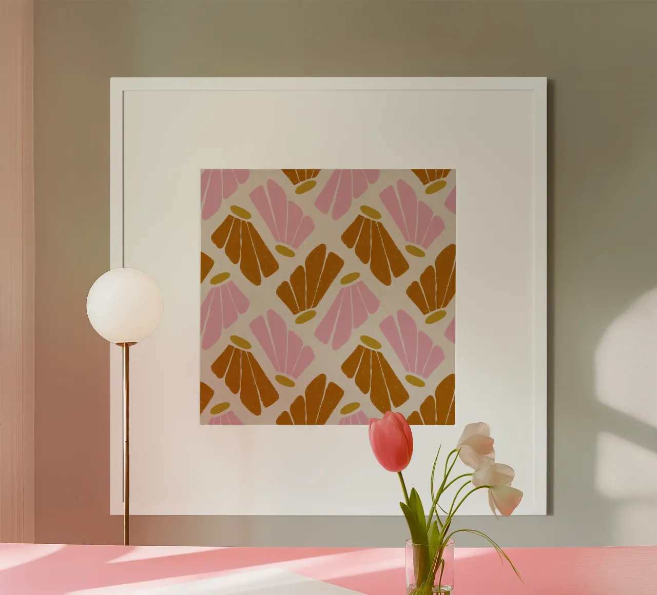 Floreale di ispirazione matissiana - Blush e Ambra poster con telaio in alluminio da susanacosta
