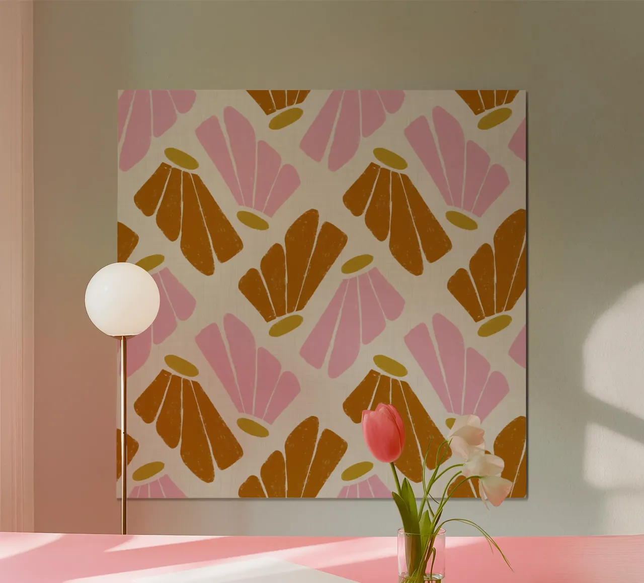 Floreale di ispirazione matissiana - Blush e Ambra poster con telaio in alluminio da susanacosta