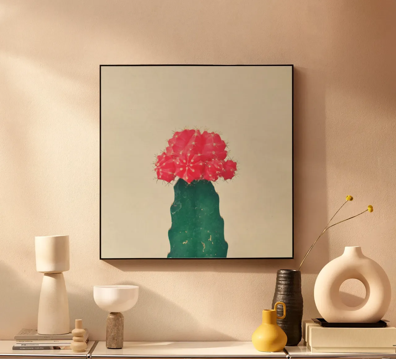 Cactus a quadri rossi alluminio dibond da Cassia Beck Photography
