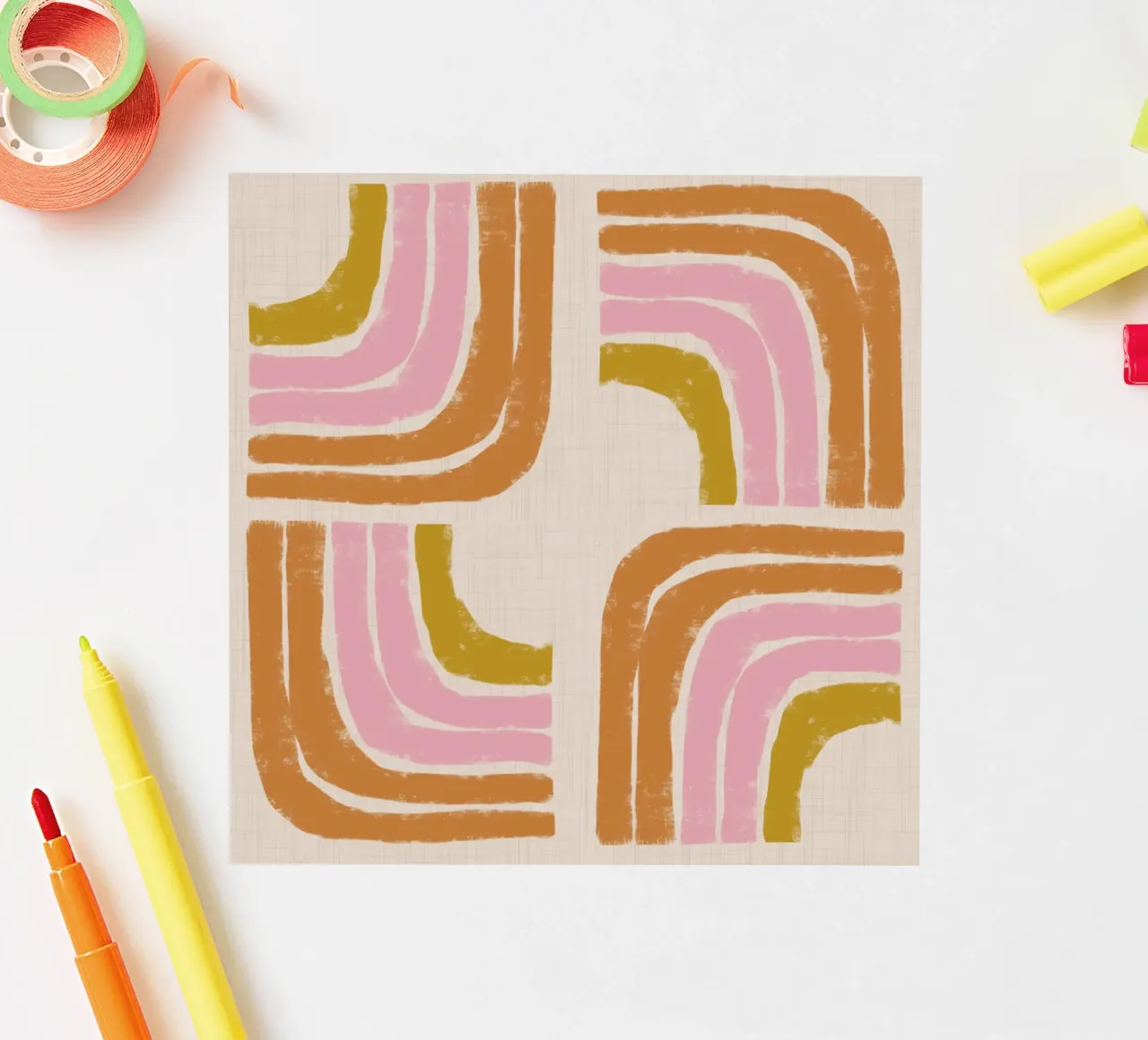 Retro Regenboog Geo - Boog Abstract sticker van susanacosta