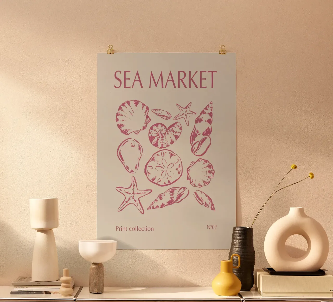 Mercato marino n°2 rosa poster con telaio in plastica da Sixmai