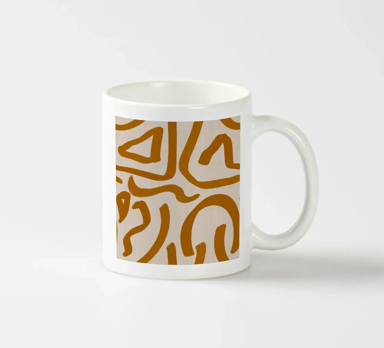 Terracotta Scribbles – Retro Abstract ceramic mug by susanacosta