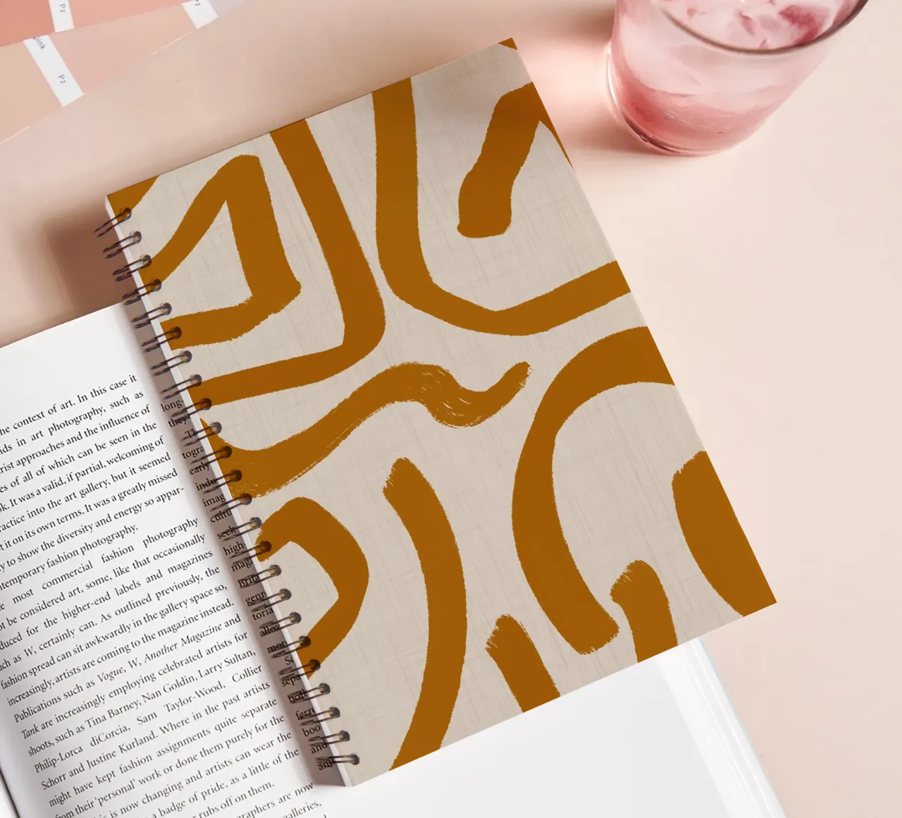 Terracotta Scribbles – Retro Abstract spiral notebook by susanacosta