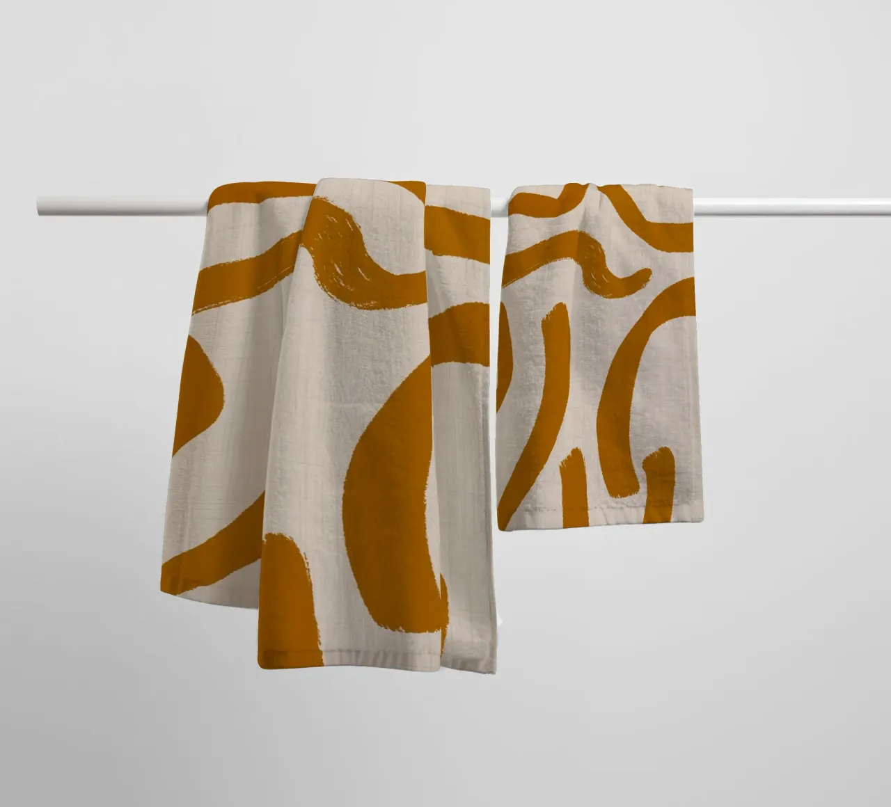 Terracotta Scribbles – Retro Abstract towel by susanacosta