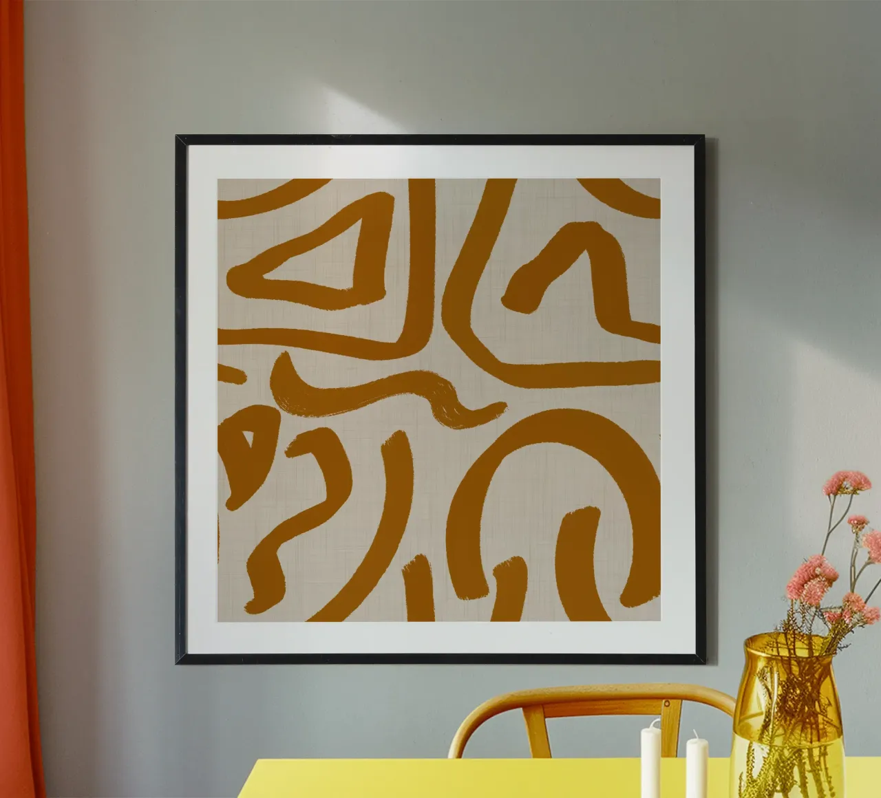 Terracotta Scribbles – Retro Abstract hahnemühle by susanacosta