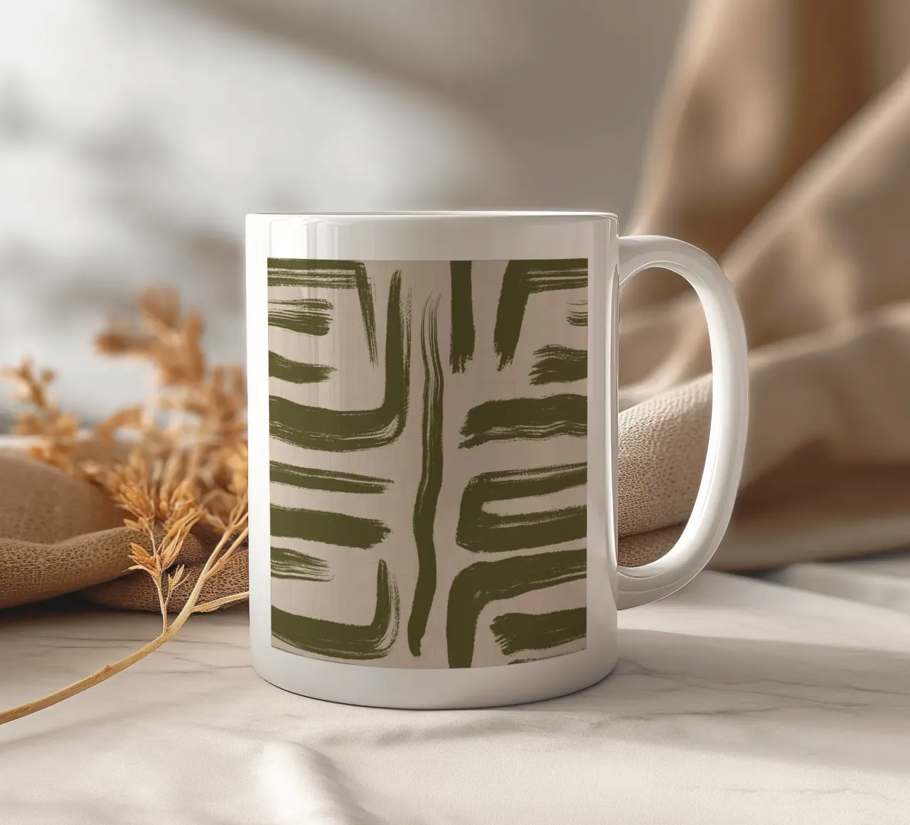 Pennellate di olivo - Texture astratta tazza in ceramica da susanacosta