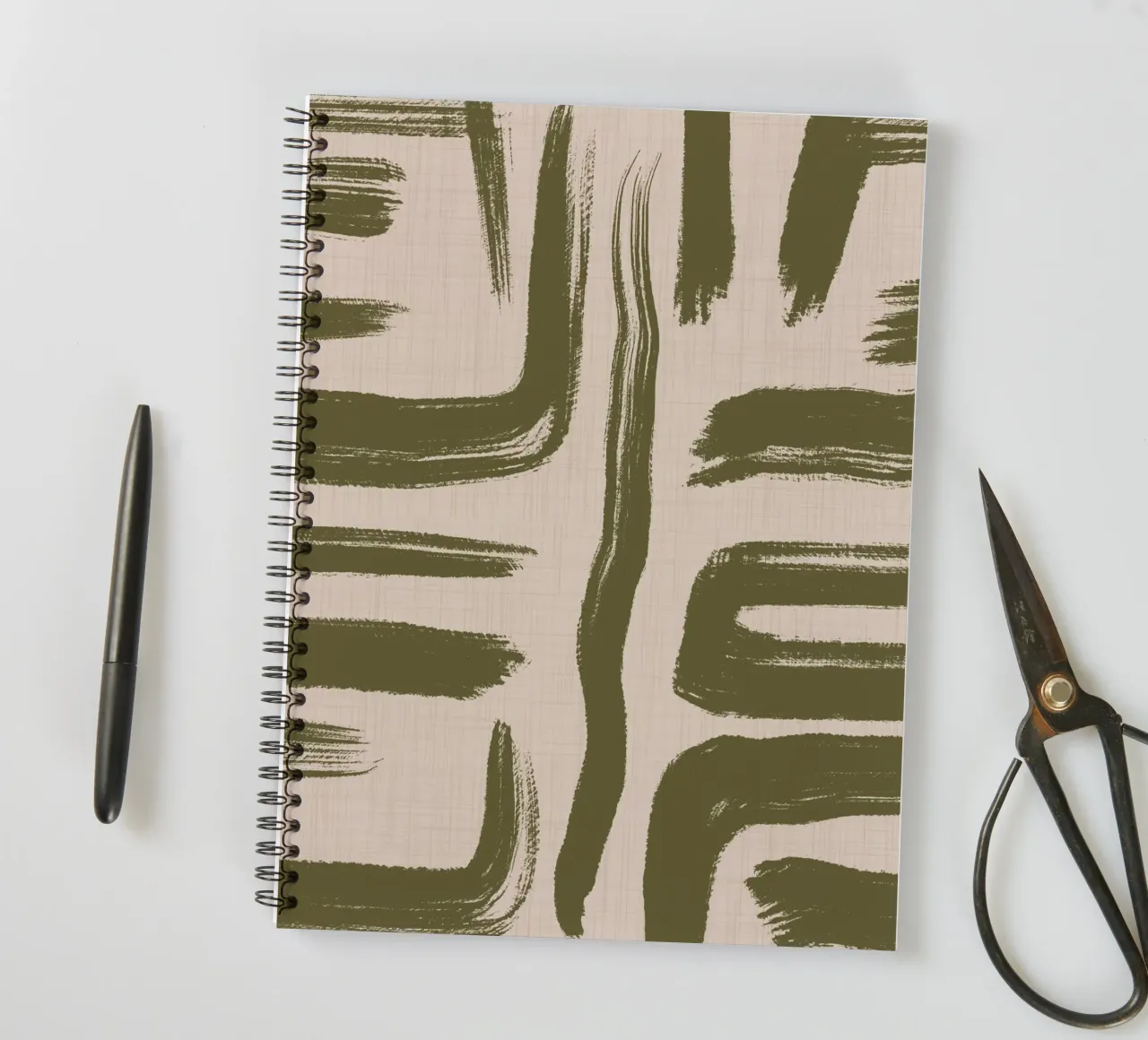Olive Brushstrokes – Abstract Texture spiral notebook by susanacosta
